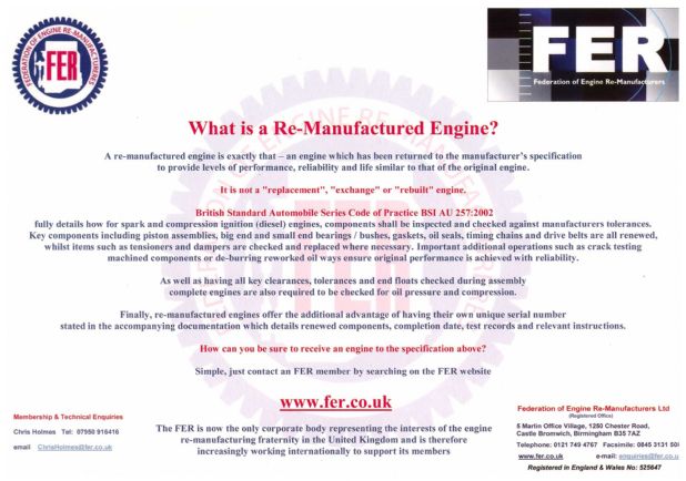 What is a Re-Manufactured Engine?