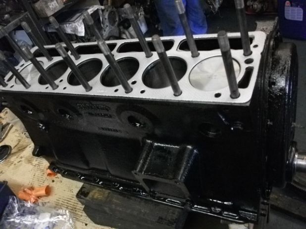 Engine block during the rebuild